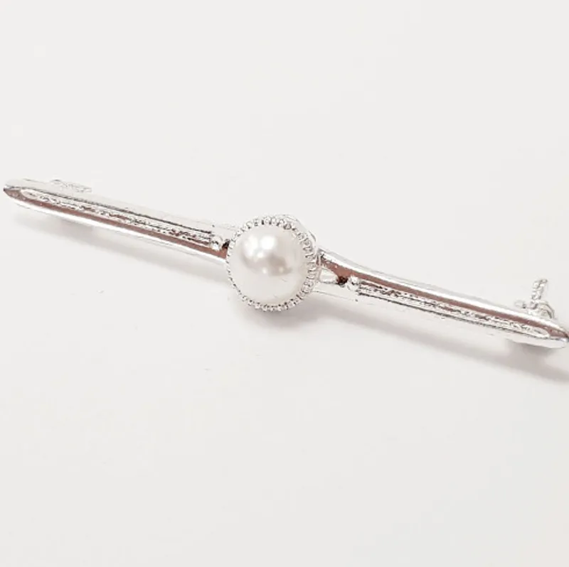 Equetech Traditional Pearl Stock Pin - Silver